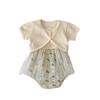 Summer Baby Girl Floral Strap Romper with Detachable Mesh Jacket Lightweight and Breathable