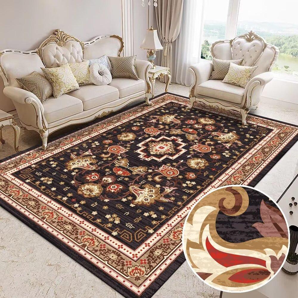 Persian Living Room Carpet Ethnic Style Bedroom Bedside Carpet Retro Home Anti Slip Wear-resistant Pad