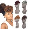 Drawstring Ponytail with Bangs for Black Women, Afro Puff Kinky Curly Hair Ponytail Extension Updo Hairpiece