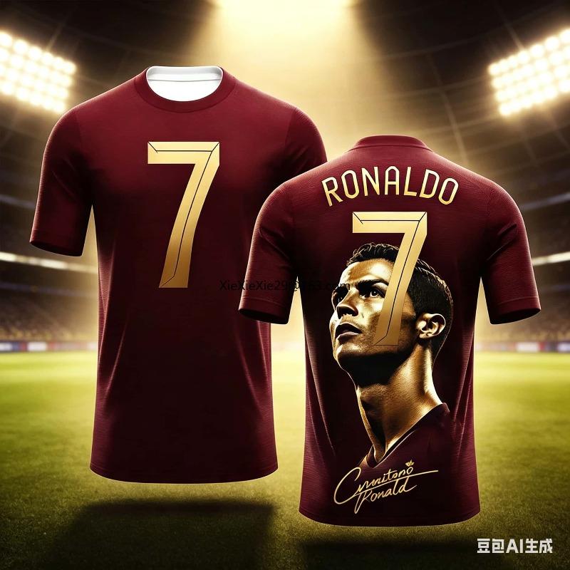 Men's and Children's Fashion Ronaldo # 7 Jersey AI Summer Couple Quick Drying Adult Short Sleeved Commemorative Edition Gift