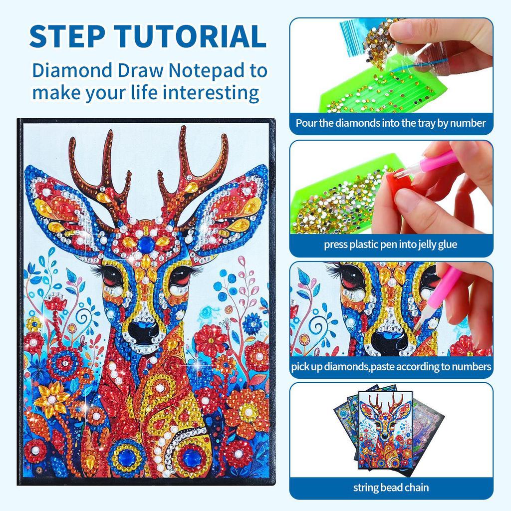 2025 Creative DIY Diamond Sticker A5 Notebook: Special-Shaped 50-Page Children's Diamond Painting Book
