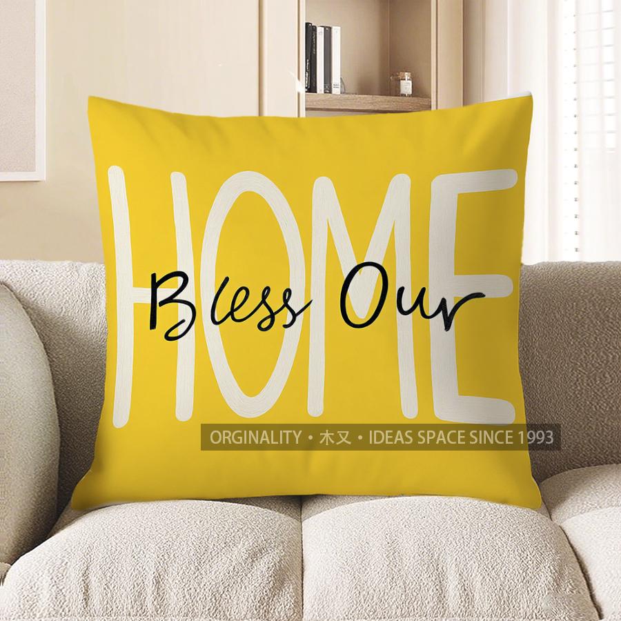 Home Decor Home Bless Our Stylish Decorative Pillow Pattern Cushion Cover Suitable for Sofa Bedroom Car Pillow Cover