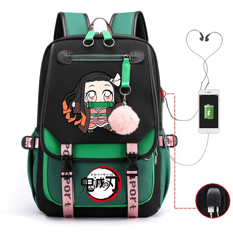 Ghost Annihilation Blade Grade 3-6 Junior High School Student High School Student School Bag Strap USB Multifunctional Backpack