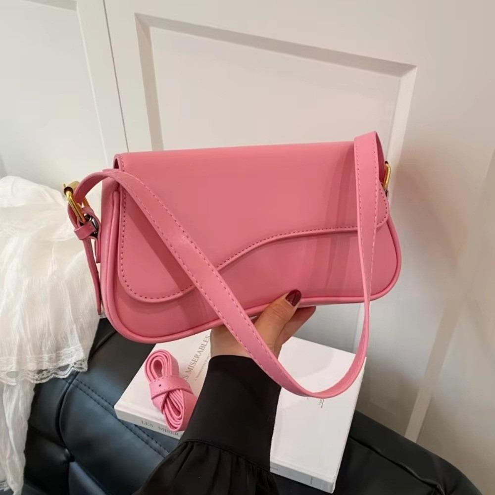 Stylish Retro PU Leather Underarm Bag Fashion Small Square Shoulder Crossbody Handbag for Women