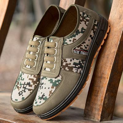 Zapatos de Tela de Nuevo Estilo Moda de Hombre Fondo de Tendón de Res Lona Camuflaje Trabajo Plano Zapatos de Hombre