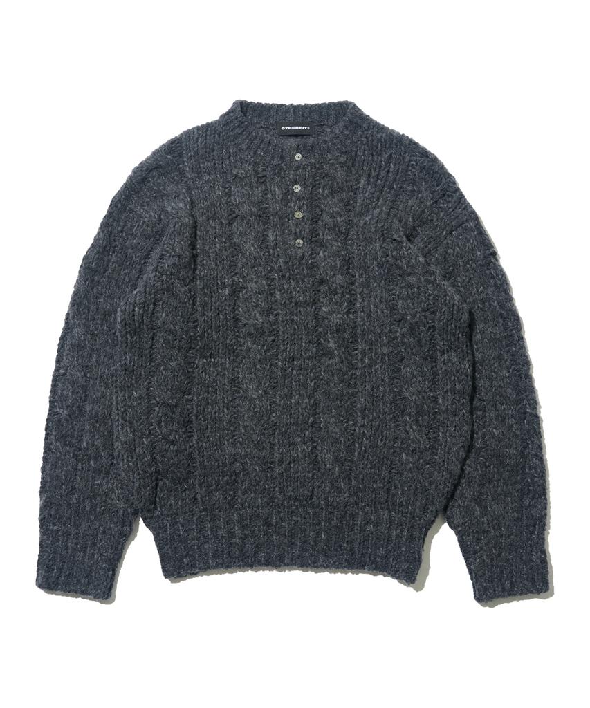 OTHERFITS Alpaca Henley Neck Knit (Charcoal)