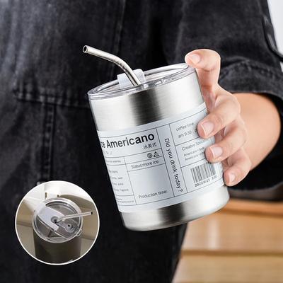 Acciaio Inossidabile 304 Tazza da Caffè Freddo Stile Americano Mantiene Freddo Tazza a Doppia Parete Sotto Vuoto Casa Doppio Coperchio per Bere Tazza Isolante Portatile