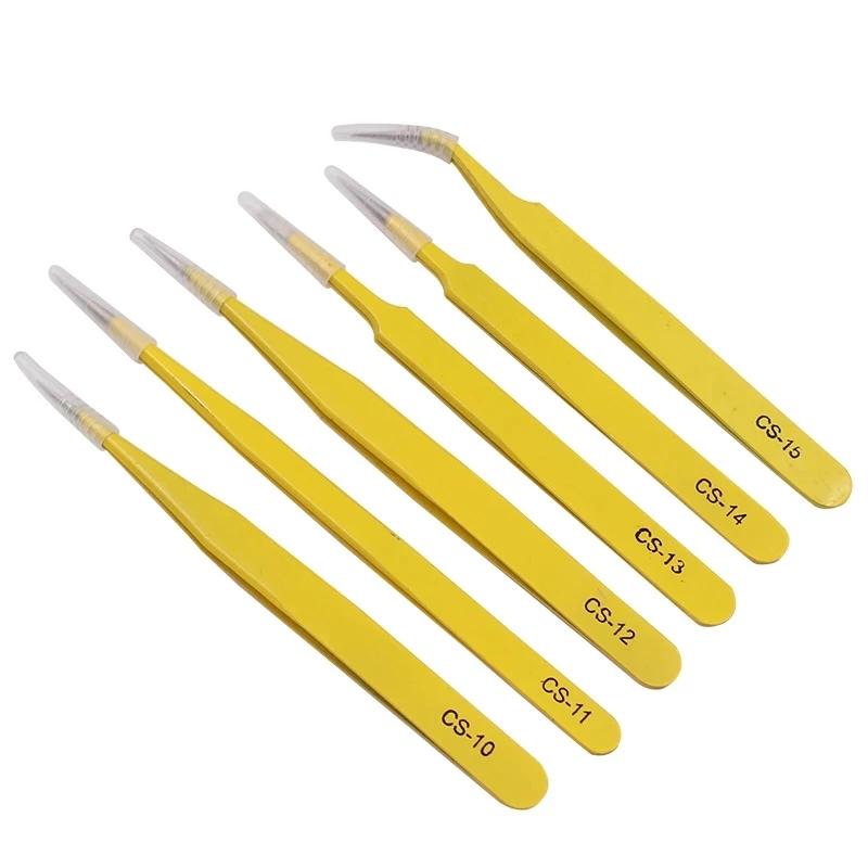 1PC Anti-Static Stainless Steel Tweezers Set  for Electronics Phone Repairing Tool  Eyebrow/Eyelash Tweezers