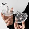 Glas-Ringschale für Hochzeitsgeschenke, Elegante Schmuckschale mit Wasserwellenmuster, Klare Dekorative Aufbewahrungskommode Schmuckschale Nachttisch und Badezimmer
