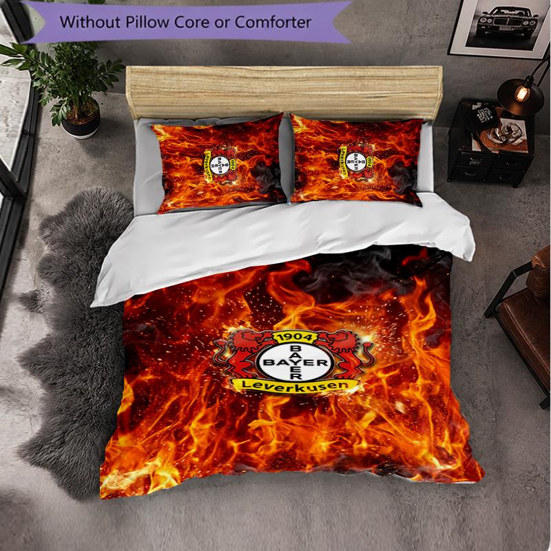 Set Biancheria da Letto Calcio Bayer Leverkusen 3 Pezzi Morbido Copripiumino con Federe Set Decorazione Camera da Letto per la Casa