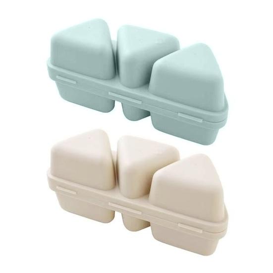 6-Cavity Triangle Onigiri Mold Bento Box 2-in-1 Rice Ball Maker with Lid Portable Lunch Container for Meal Prep Picnic School Lunch