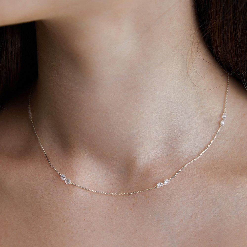 (92.5 Silver) Crystal Berry Link Chain Necklace Nz2413