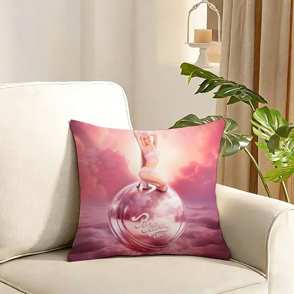 KKenia Os PinkAura Singer Cushion Cover Reversible Plush Pillow Cover Soft Fluffy Home Decor for Sofa Bedroom