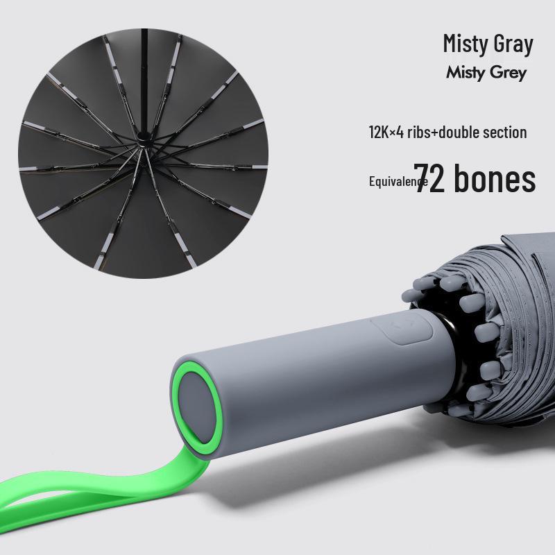 72-Rib Strong Automatic Sun Protection Umbrella for Women & Men, Large Folding Design for Sun and Rain