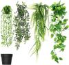 DEECOZY Artificial Hanging Plants, 4 Pack Fake Hanging Plants with Pot, Greenery Faux Fake Ivy Decor, Fake Potted Plant, Fake Ivy Faux Plant for Indoo