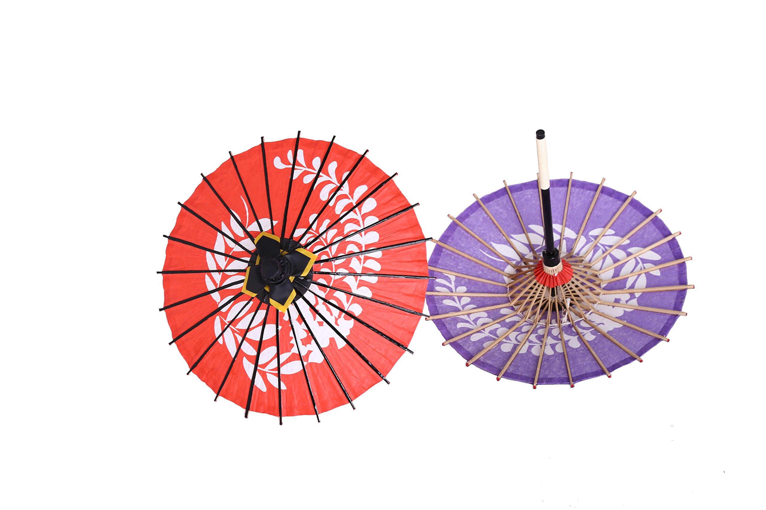 

Yamamoto Bamboo Craft Shop Mini Japanese Umbrella Set - Purple Wisteria & Red Wisteria - Traditional Japanese Umbrella - Home Decor, Gift Umbrella (Pu