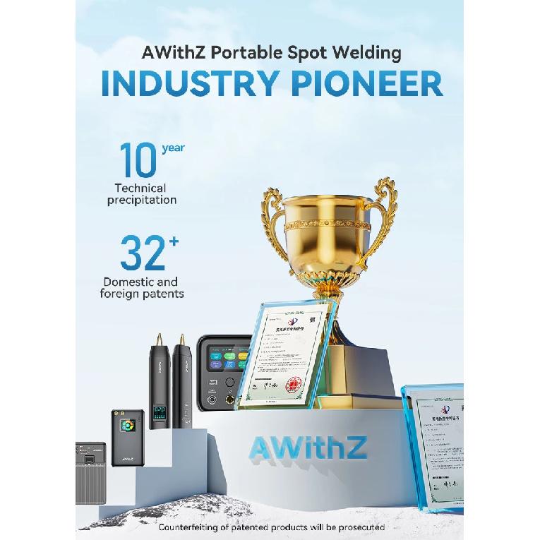 AWithZ Portable Spot Welder DIY Handheld Spot Welding Machine 90 Gears Adjustable Spot Welding for 18650 Lithium Battery