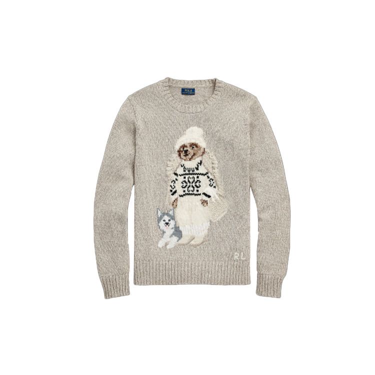 

Polo Ralph Lauren FW22 Свитер с круглым вырезом и вышивкой мультяшного медведя Женский свитер Хаки WMPOSWENC020568-020 XS