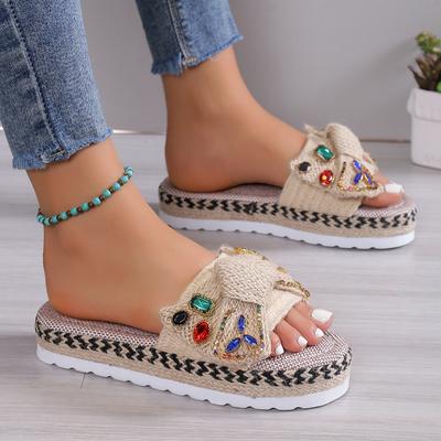 Cake Thick-soled Shoes Beach Sandals Large-sized Summer Gemstone Flip-flops