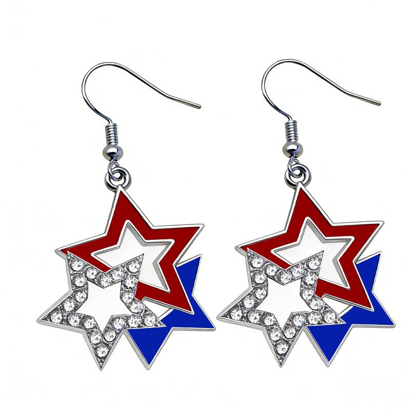 American Independence Day Earrings USA Winged Butterfly Diamond-encrusted Boots Oil-drip Pendant Earrings