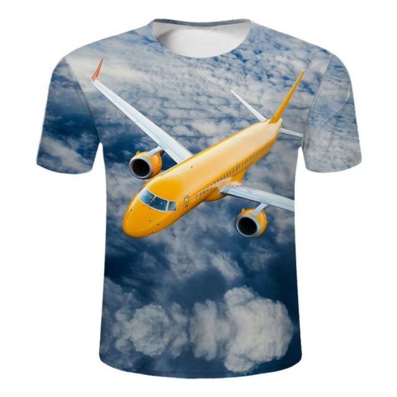 T-Shirts Funny Aircraft Runways 3D Print Summer T Shirt Fashion Kids Casual Boys Girls O-Neck Tshirt Children Tees Tops Clothing