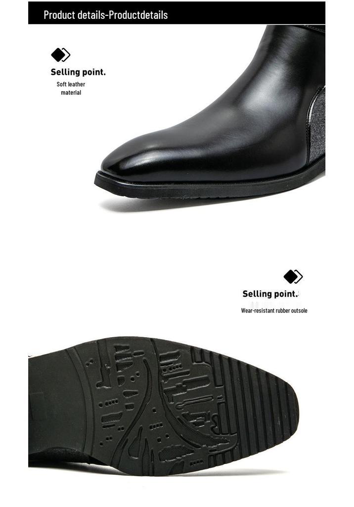 Men's Large Size Autumn-Winter Patchwork Leather Ankle Boots - European American Fashion Slip-On, British Business Formal Style, Size 48