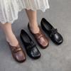 Johnature Retro Dame Hæler Sko Casual Ekte Skinn Pendler Allsidige Dame Slip-on Sko