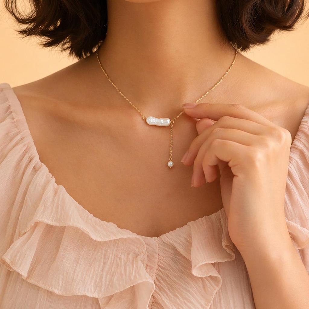 Cross-Border Natural Baroque Pearl Pendant Necklace - Seaside Summer Y-Shaped Chain for Women