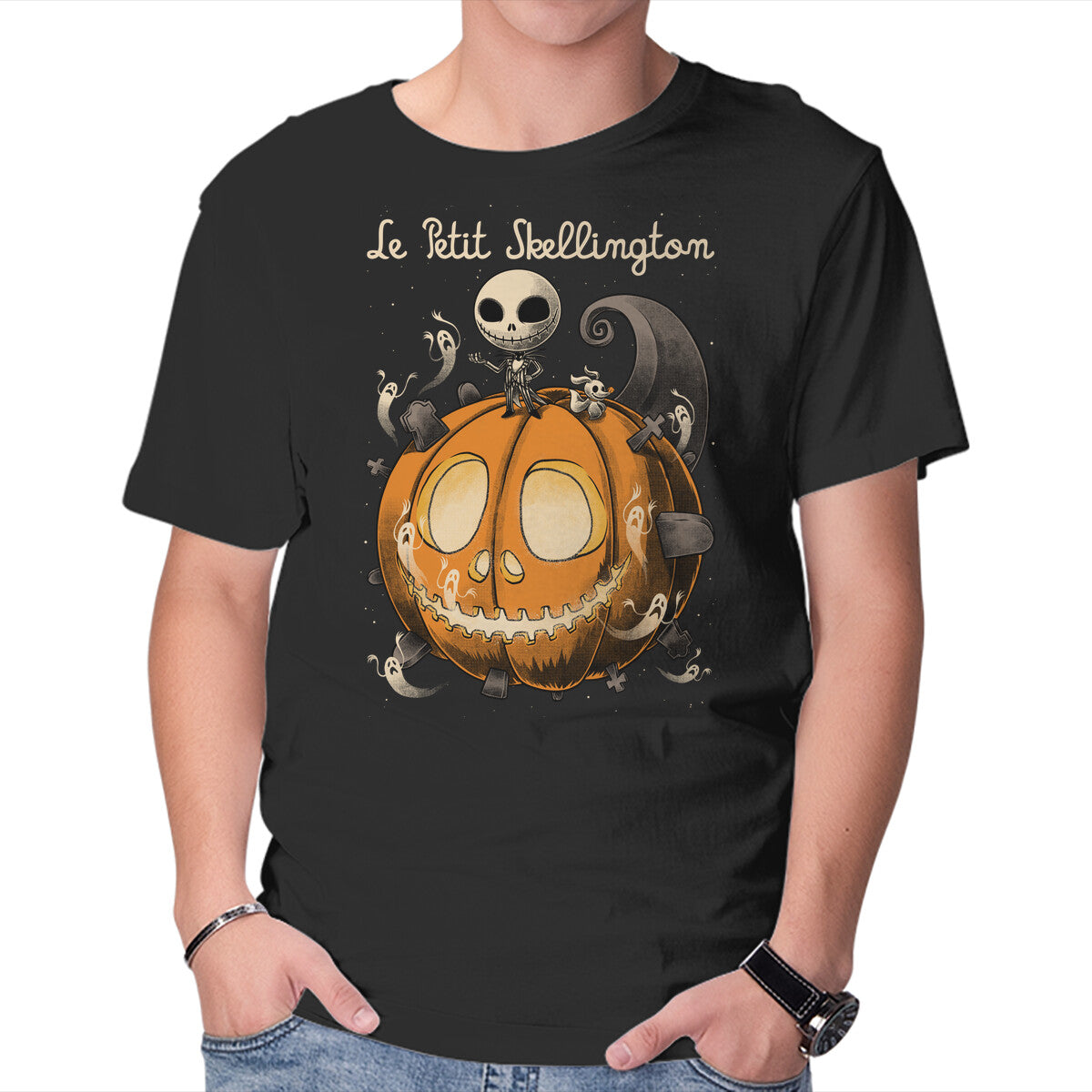 Unisex Crew Neck T-Shirt Le Petit Skellington Graphic Short Sleeve Casual Tee M