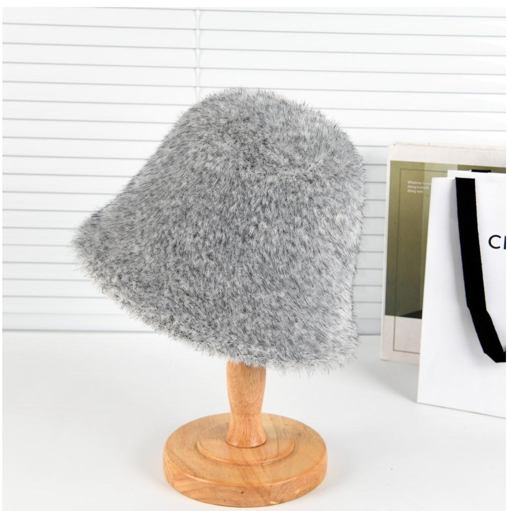 

Hat Female Plush Bucket Hat Warm Outdoor Trend Basin Hat Japanese Versatile Bucket Hat Female M（56-58cm） світло-сірого кольору