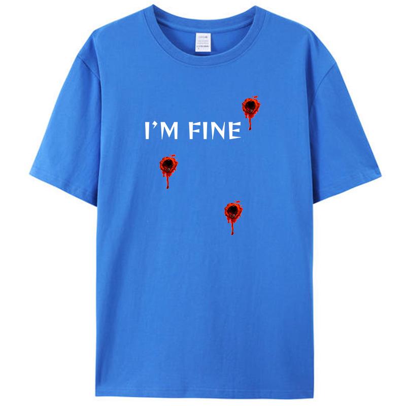 Mir geht es gut Ich wurde erschossen Lustiges Herren-T-Shirt Kleidung Humor Damen Grafik T-Shirts Neuheit Geschenk