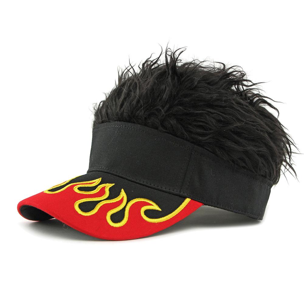 Autumn Winter Hat Men Women Wig Hat Funny Hat Cap Embroidered Flame Baseball Cap