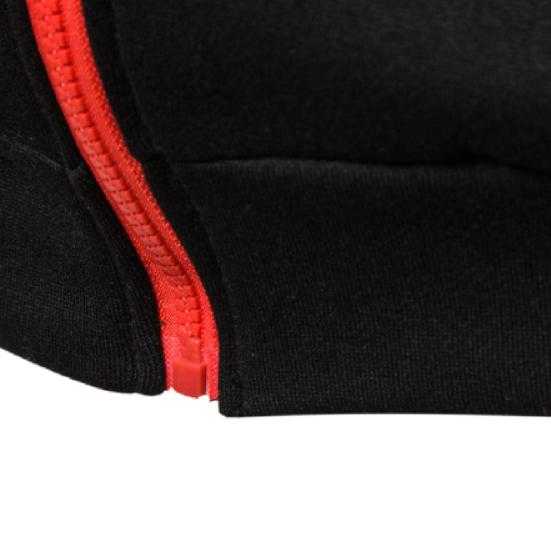 Contrast Colors Hoodie Coat Cardigan Thick Casual Long Sleeve Zipper Men Coat for Daily Wear