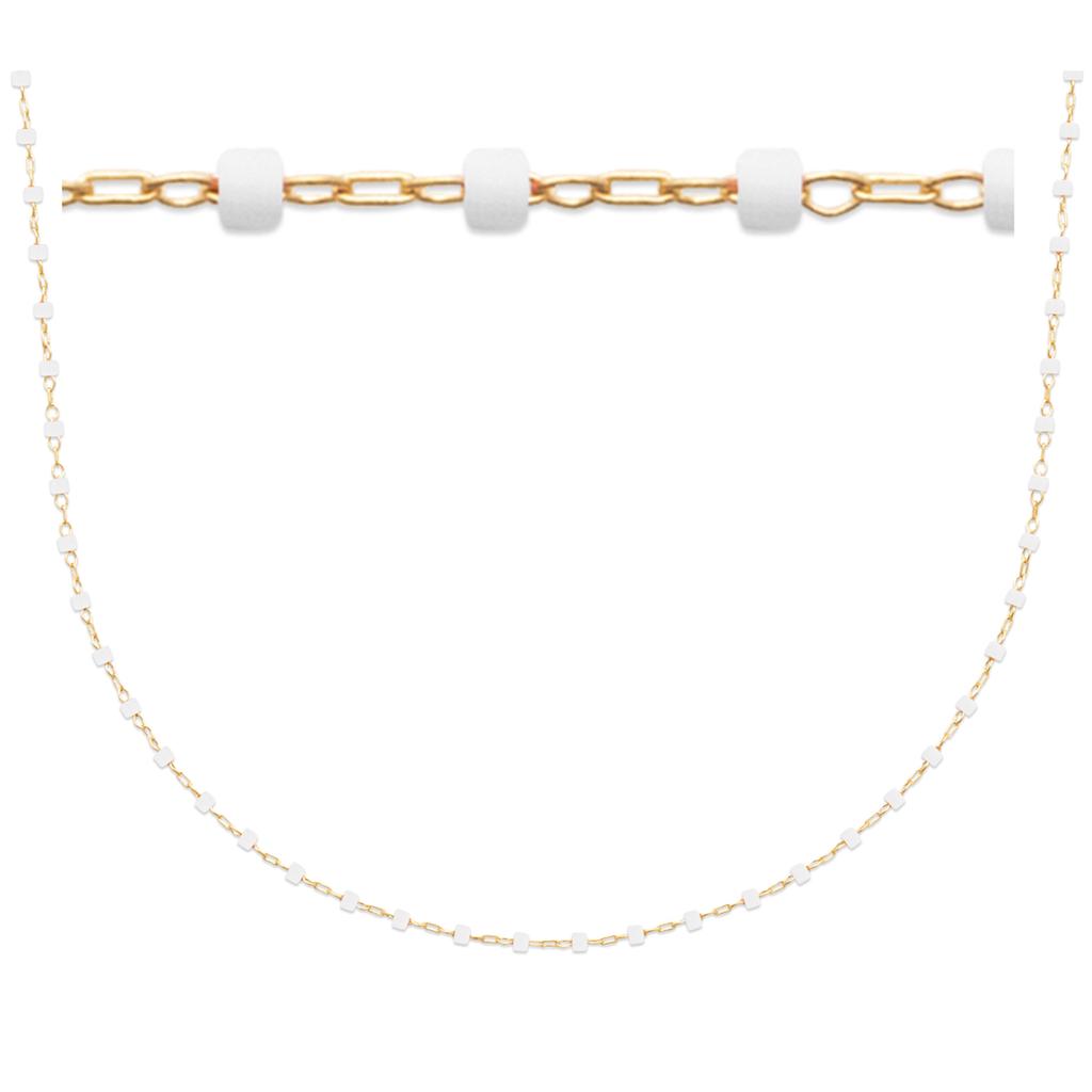 Les Trésors De Lily [R1090] - Gold Plated Necklace 'Boho' White Gold - 45 Cm - 1 Mm