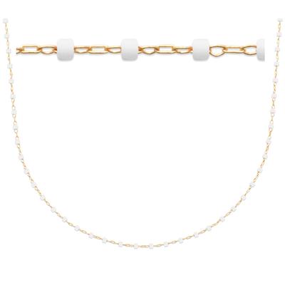 [R1090] - Gold Plated Necklace 'Boho' White Gold - 45 Cm - 1 Mm
