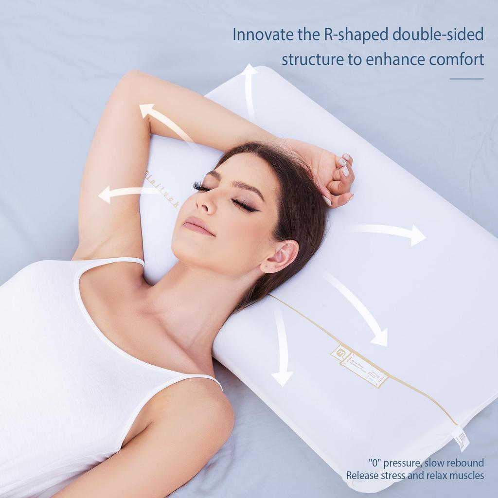 MINILUCK Memory Foam-Kissen, Nackenkissen, Schlafbett, Kingsize, konturiertes Memory Foam-Kissen für Rücken und Bauch, kühlendes orthopädisches Kissen für den Nacken
