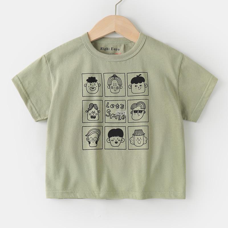 

Мальчиковая футболка из чистого хлопка для малышей - Летний стиль с коротким рукавом 100 cm