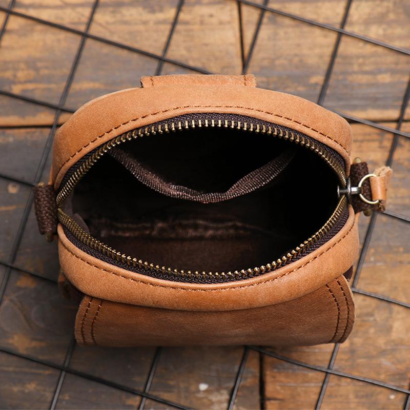 2026 New Men Vintage Genuine Matte Cowhide Shoulder Waist Bag With Belt Loop, Multifunctional Cell Phone Crossbody Bag