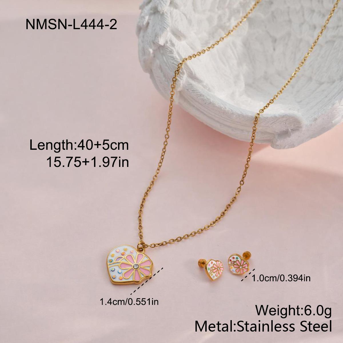 GEMCHIC Women s Stainless Steel Children s Cartoon Jewelry Set Pink Butterfly Heart Necklace Earrings for Girls