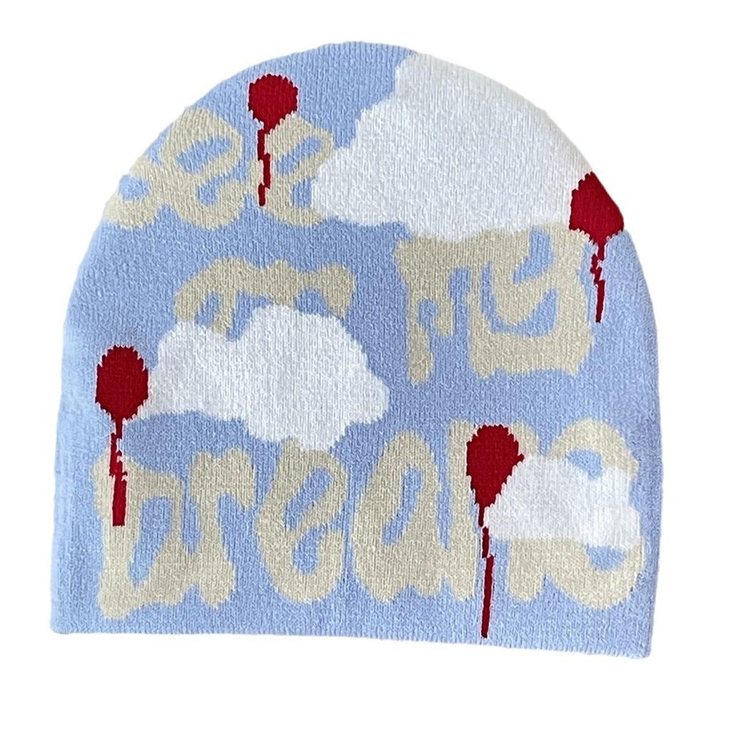 Knitted Hat With Cloud Pattern For Autumn Winter Outdoor Warmth And Casual Style