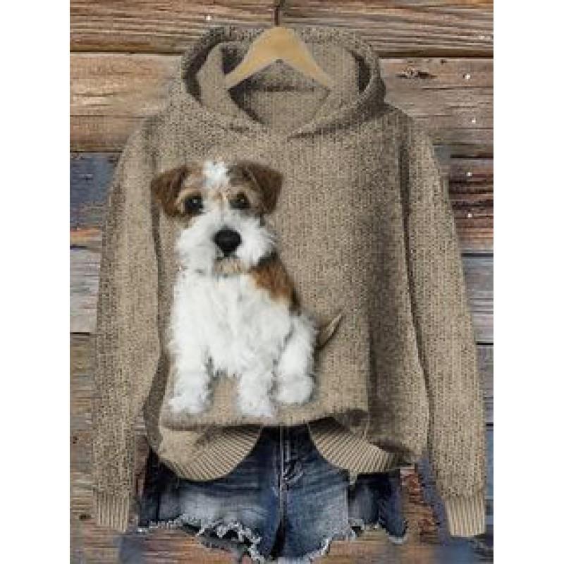 Womens Oversized Crewneck Sweatshirt With 3D Dog Print Christmas Collection