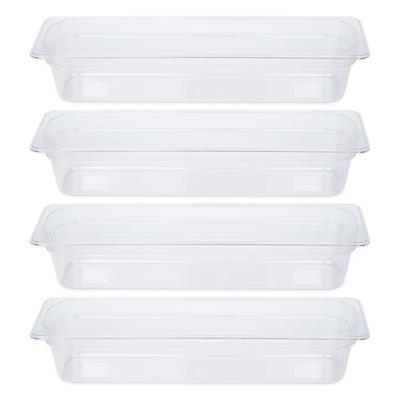 Thunder Group Food Pan Depth 100mm Set of 4 L Shape Dishwasher Safe Made of Sturdy Polycarbonate Commercial Clear 1/2 PLPA8124L-4S