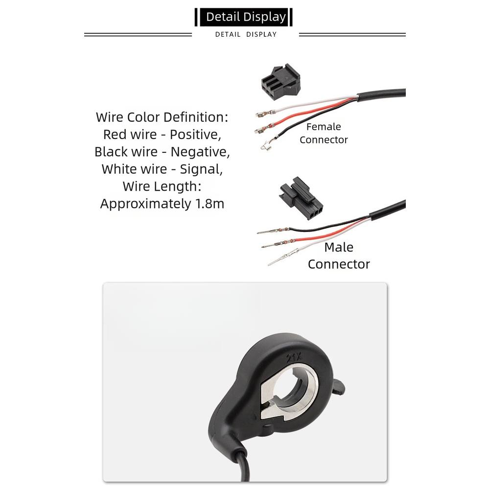 3-Pin Daumen Gasgriff Rechts mit SM Stecker (Male oder Female) für E-Bike und Elektroroller 2,2 cm Lenker ABS