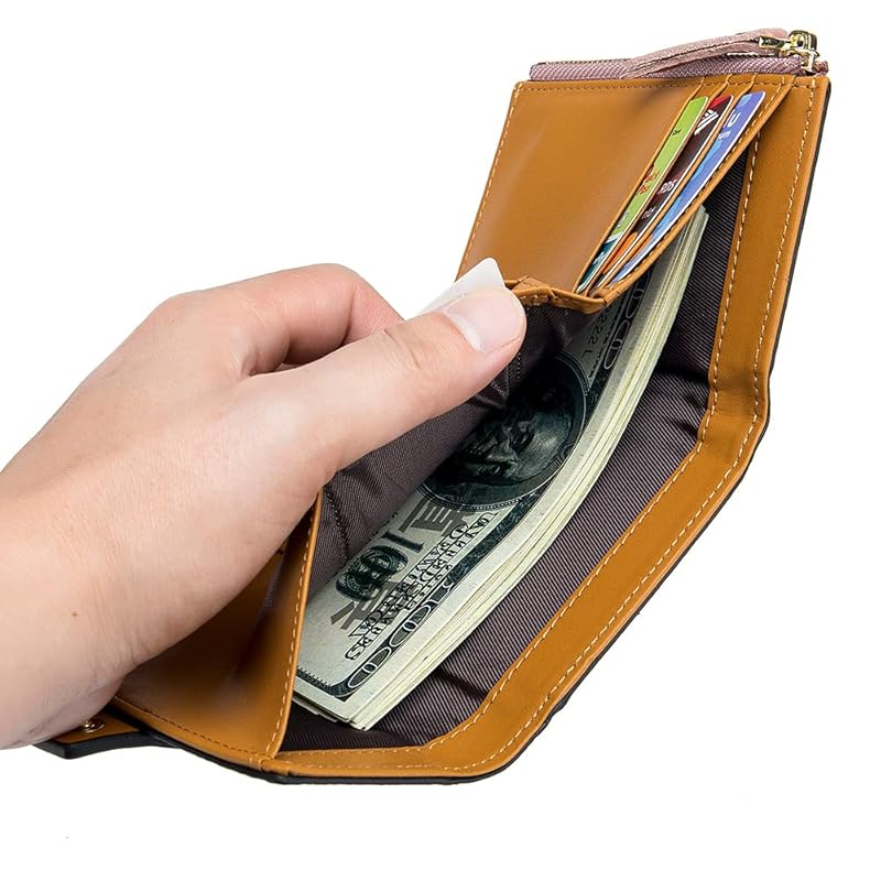 [Yocipa] mini wallet trifold wallet genuine leather ladies popular multifunctional small wallet leather compact coin purse small (black)