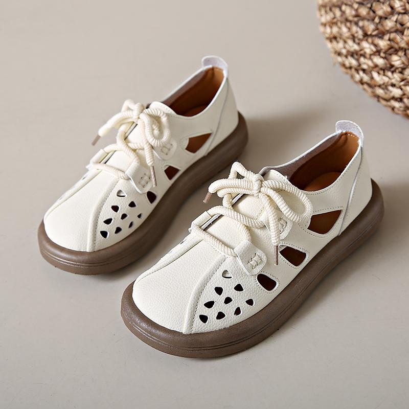 Fashion Women Shoes Tennis Leather Sneakers Female Casual Shoes Lace-up Ladies Shoes Platform Rubber Sole Hollow Out Sneaker Q78