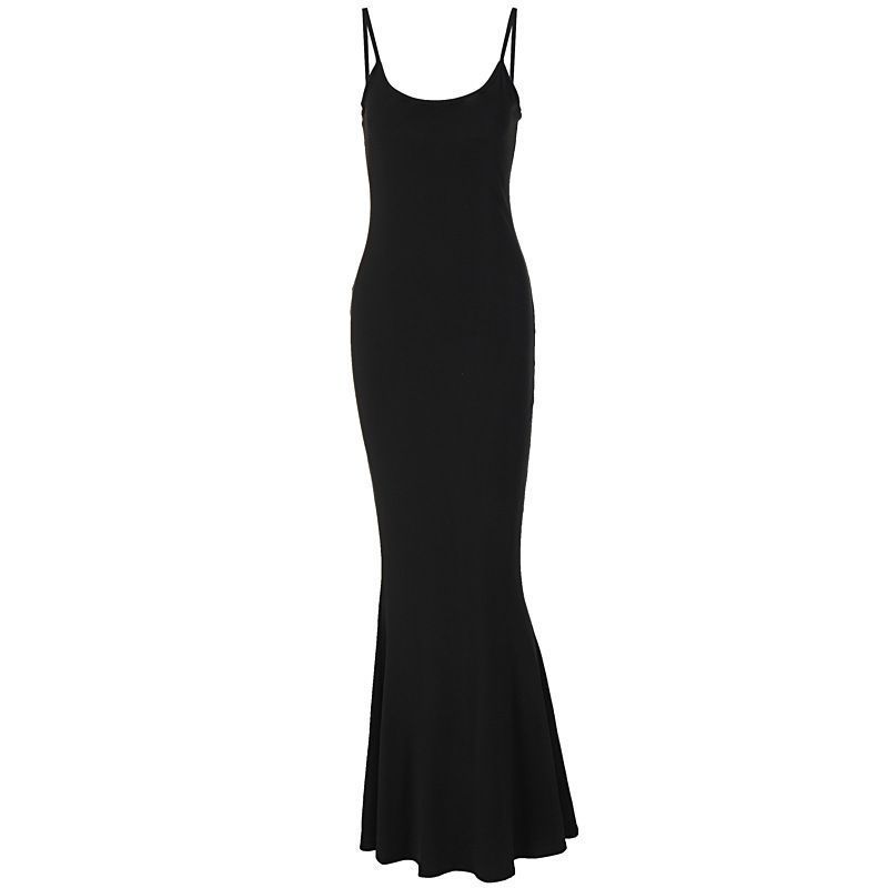 European and American ins Kardashian skims solid color slim Thai babes slim suspenders fishtail home casual dress