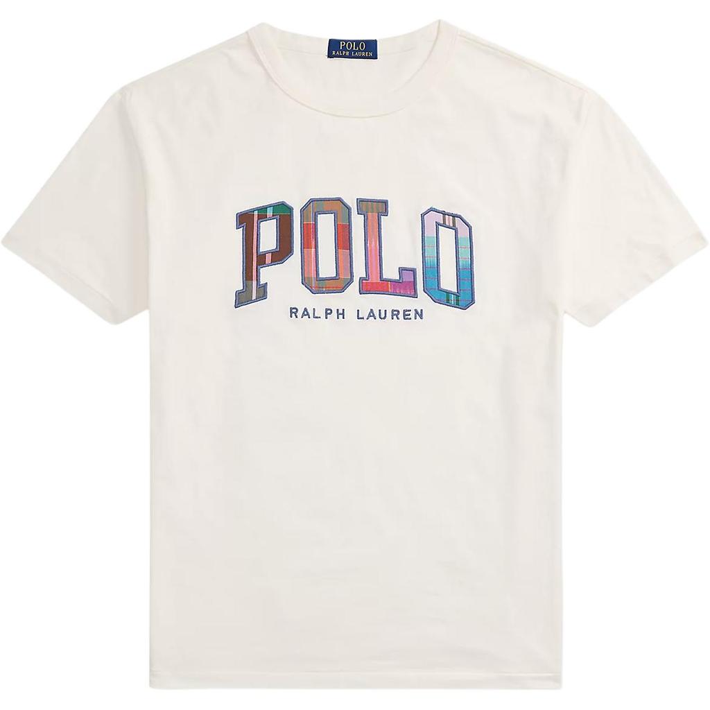 Polo Ralph Lauren SS25 Футболка с коротким рукавом и вышивкой логотипа, с круглым вырезом, мужские топы, белый 710964480-001