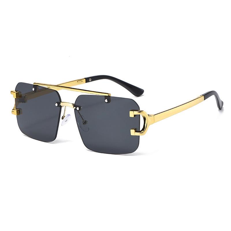 Frameless Fashionable Sunglasses, Box Personalized Stall Sunglasses, Foreign Trade Sunshade Double Beam Glasses, Versatile Light Luxury Tide