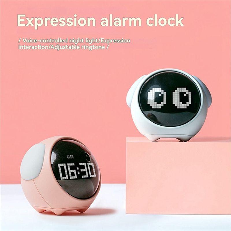 Good-Voice Controlled Multifunctional Alarm Clock A For Child Room With Cute Expression, LED Night Light