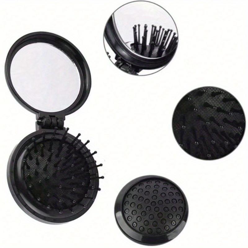 1pz Specchio da Viaggio Pieghevole Spazzola per Capelli Rotonda Pieghevole Tascabile Mini Pettine per Capelli Pettine Massaggianti per Capelli Compatto da Viaggio per Donne Ragazze